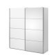 TVILUM verona skjutd&ouml;rrsgarderob - spegelglas och vitt laminat, 2 skjutd&ouml;rrar med hyllor och 3 l�dor