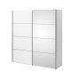 TVILUM verona skjutd&ouml;rrsgarderob - spegelglas och vitt laminat, 2 skjutd&ouml;rrar med hyllor och 3 l�dor