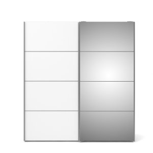 TVILUM verona skyded�rsskab - spejlglas og hvidt tr�, 2 skyded�re med hylder og 3 skuffer