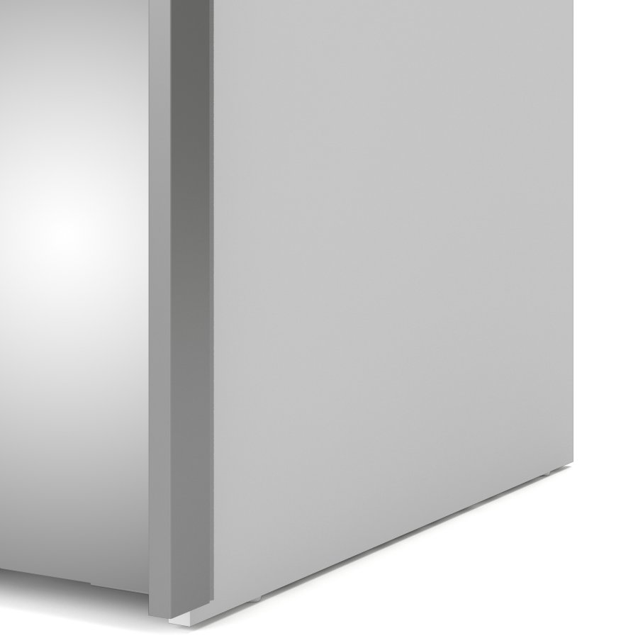 TVILUM verona skjutd&ouml;rrsgarderob - spegelglas och vitt laminat, 2 skjutd&ouml;rrar med hyllor och 3 l�dor