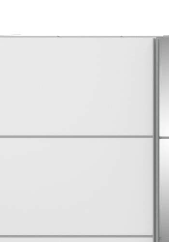TVILUM verona skjutd&ouml;rrsgarderob - spegelglas och vitt laminat, 2 skjutd&ouml;rrar med hyllor och 3 l�dor