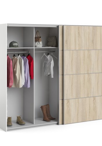 TVILUM Verona skyded�rsskab - hvid, natur tr�, 2 skyded�re