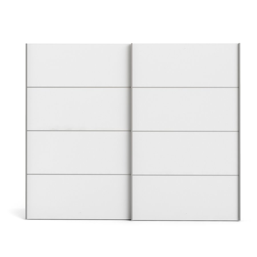 TVILUM Verona skjutd&ouml;rrsgarderob - vit tr&auml;, 2 skjutd&ouml;rrar, med hyllor, bred