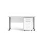 TVILUM Prima skrivebord, m. skuffeseksjon m. 4 skuffer - hvitt tre, st�lramme (150x80)