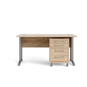 TVILUM Prima skrivebord, m. skuffeseksjon m. 4 skuffer - eikekonstruksjon, st�lramme (150x80)