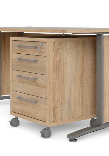 TVILUM Prima skrivebord, m. skuffeseksjon m. 4 skuffer - eikekonstruksjon, st�lramme (150x80)