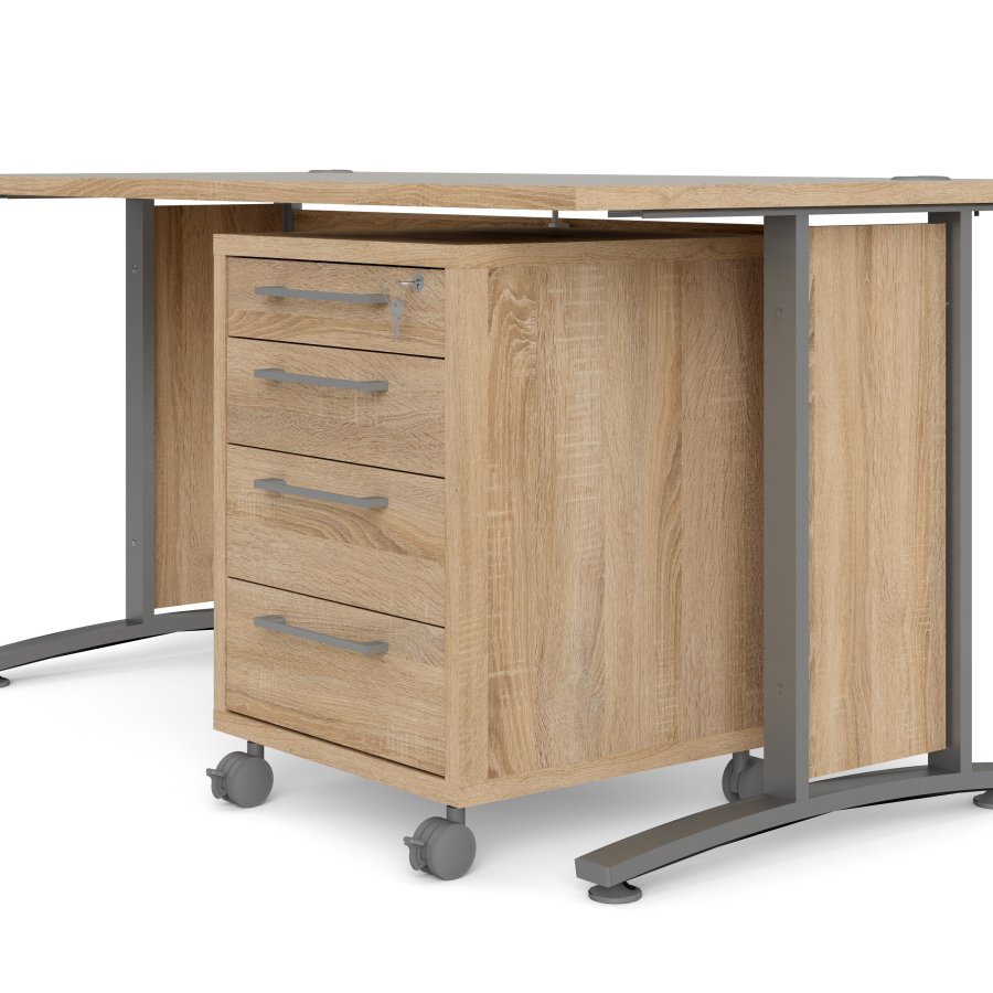 TVILUM Prima skrivebord, m. skuffeseksjon m. 4 skuffer - eikekonstruksjon, st�lramme (150x80)