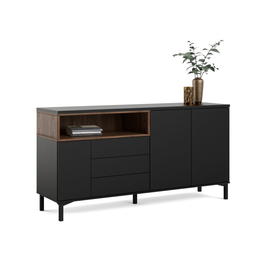 TVILUM Roomers Sk&auml;nk - Svart / Valn&ouml;t