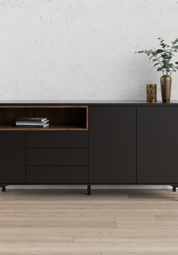 TVILUM Roomers Sk&auml;nk - Svart / Valn&ouml;t