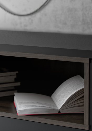 TVILUM Roomers Sk&auml;nk - Svart / Valn&ouml;t