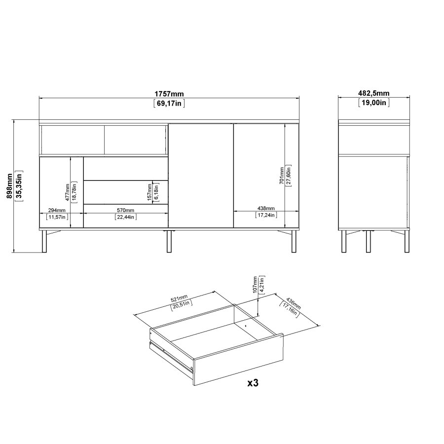 TVILUM Roomers Sk&auml;nk - Svart / Valn&ouml;t