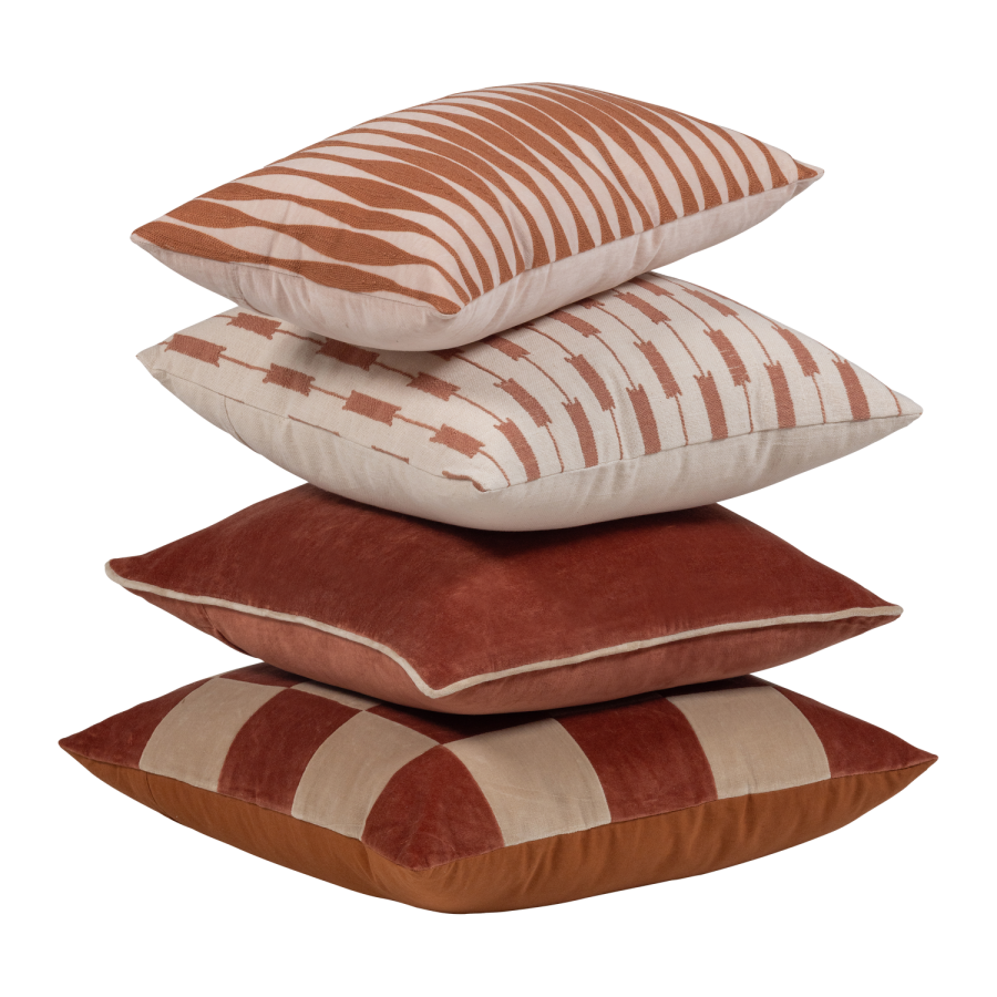 WOOOD Zena Puter Velour Rosa/Rustbrun - Sett med 4