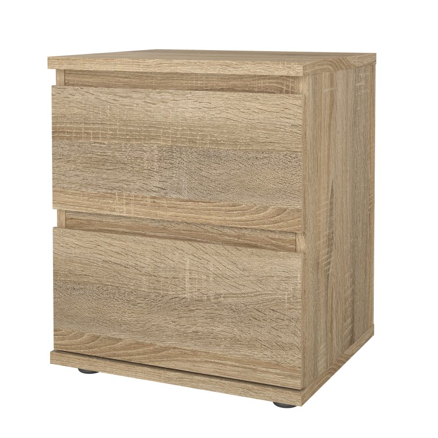 TVILUM Nova Natbord - Naturfarvet komposittr�, Eg struktur, 2 skuffer, Kvadratisk, (48x34)