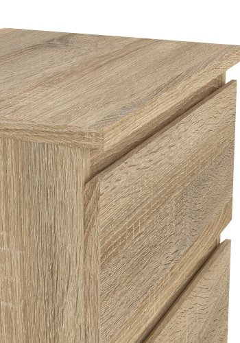 TVILUM Nova Nachttisch � Naturfarbenes Verbundholz, Eichenstruktur, 2 Schubladen, quadratisch, (48 x 34)