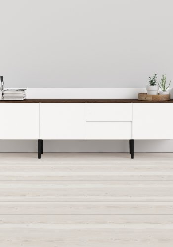 TVILUM Unit Stor Sk&auml;nk - Vit / Valn&ouml;t / Naturf&auml;rgad Tr&auml;komposit (73 x 196 cm)