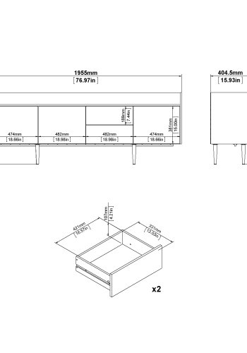 TVILUM Unit Stor Sk&auml;nk - Vit / Valn&ouml;t / Naturf&auml;rgad Tr&auml;komposit (73 x 196 cm)