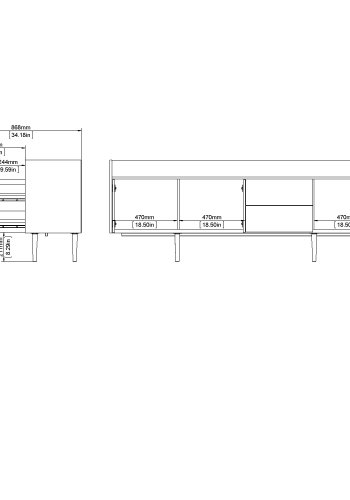 TVILUM Unit Stor Sk&auml;nk - Vit / Valn&ouml;t / Naturf&auml;rgad Tr&auml;komposit (73 x 196 cm)