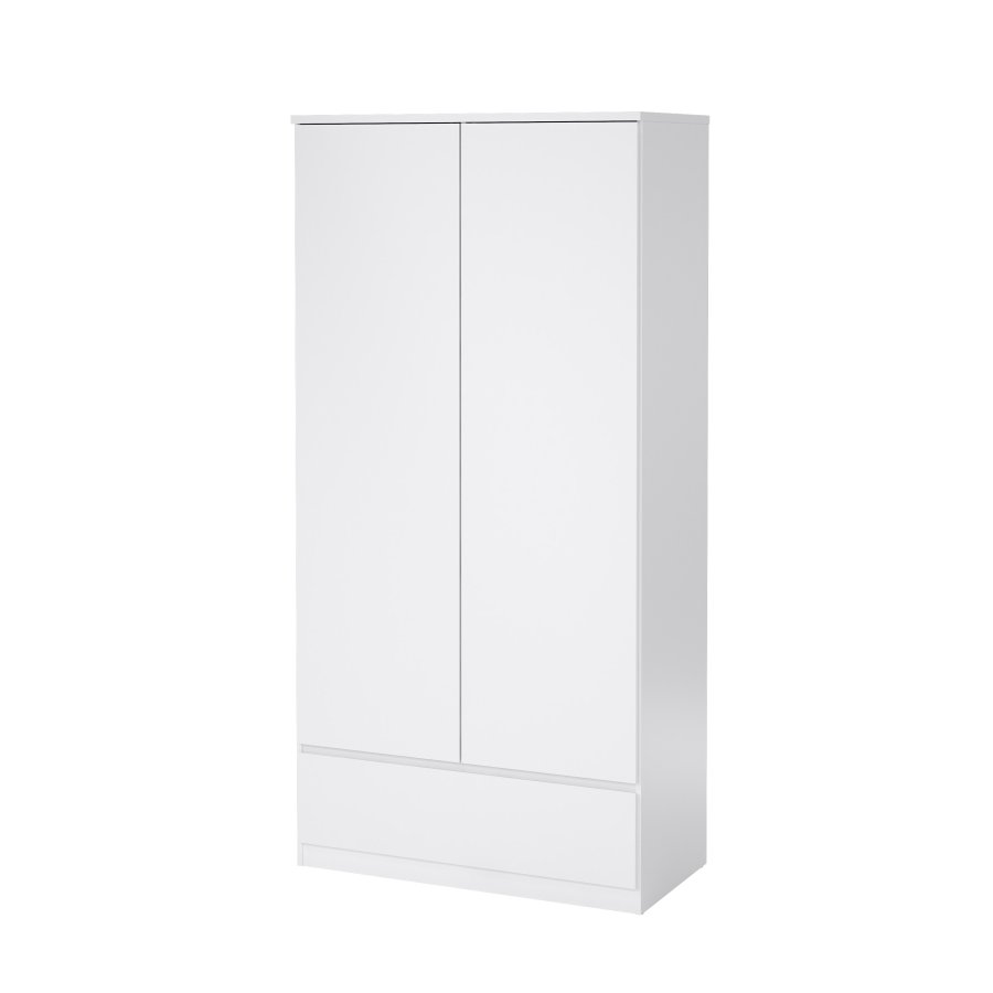 TVILUM Naia Garderob - Vitt H&ouml;gglans Tr&auml;, med 2 Luckor och 1 L�da