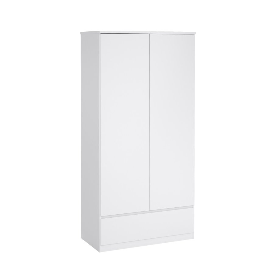 TVILUM Naia Garderob - Vitt H&ouml;gglans Tr&auml;, med 2 Luckor och 1 L�da