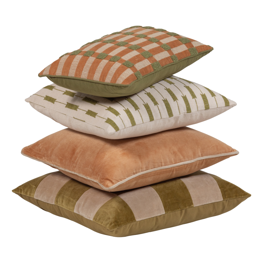 WOOOD Vola Puter Velour Gr�nn/Oransje - Sett med 4