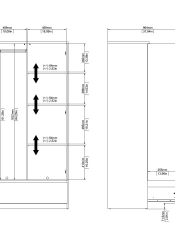 TVILUM Naia Garderob - Vitt H&ouml;gglans Tr&auml;, med 2 Luckor och 1 L�da