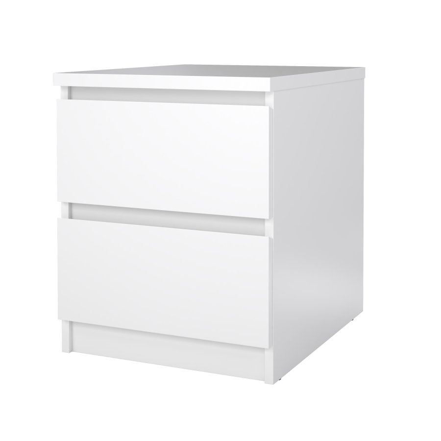 TVILUM Naia s&auml;ngbord - vit h&ouml;gglans tr&auml;, med 2 l�dor