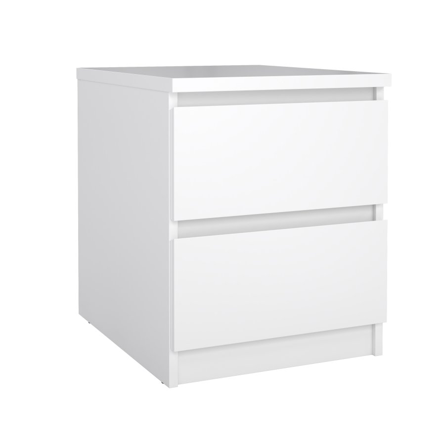 TVILUM Naia s&auml;ngbord - vit h&ouml;gglans tr&auml;, med 2 l�dor