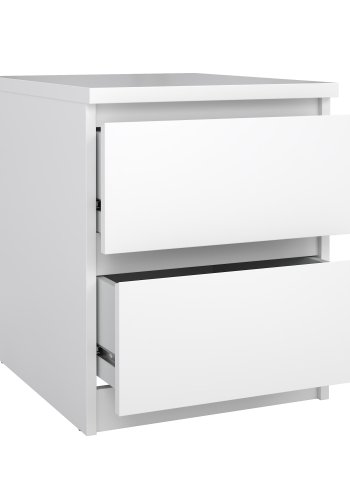 TVILUM Naia Nachttisch - wei� Hochglanz Holz, mit 2 Schubladen
