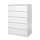 TVILUM Naia kommode - hvid h�jglans tr�, m. 5 skuffer