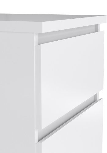 TVILUM Naia kommode - hvid h�jglans tr�, m. 5 skuffer, smal 