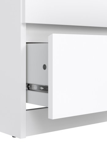 TVILUM Naia kommode - hvid h�jglans tr�, m. 5 skuffer, smal 