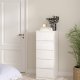 TVILUM Naia kommode - hvid h�jglans tr�, m. 5 skuffer, smal 