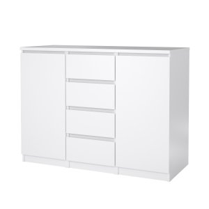 TVILUM Naia Sk&auml;nk - Vit H&ouml;gglans Tr&auml;, med 2 Luckor och 4 L�dor