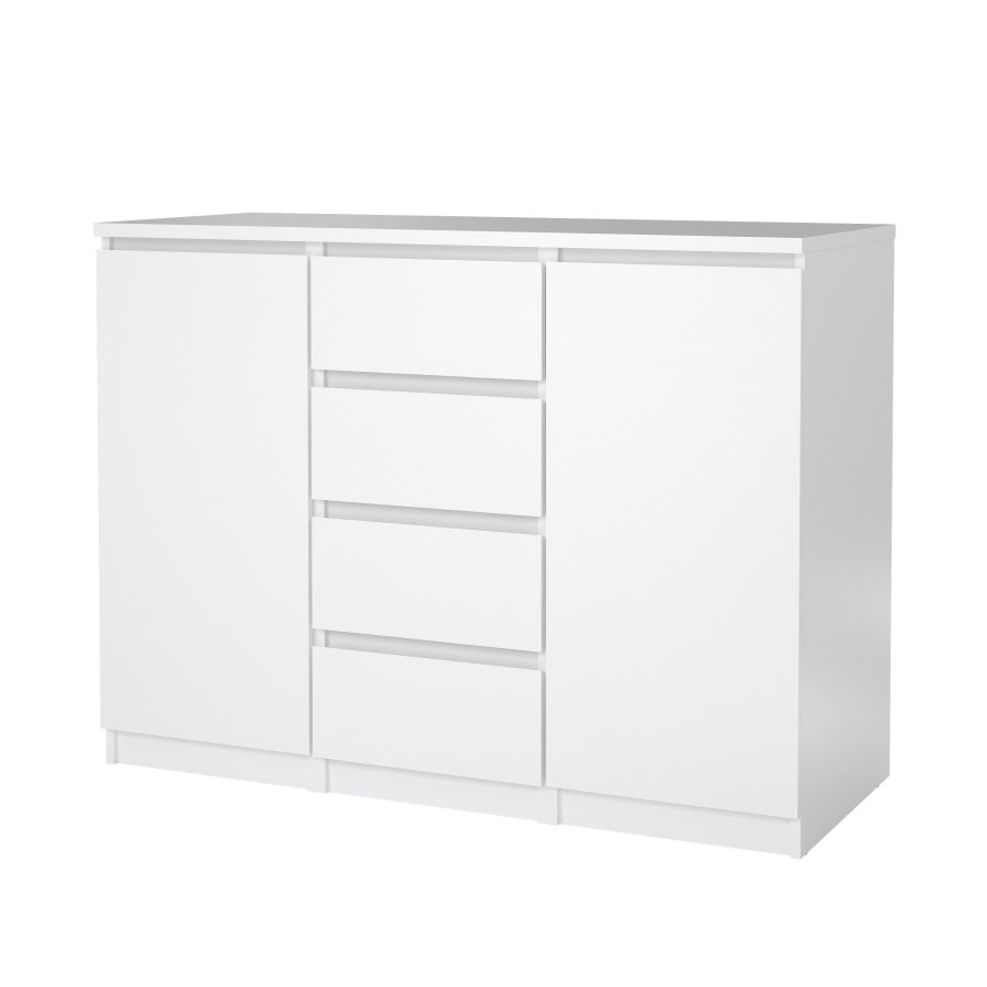 TVILUM Naia Sk&auml;nk - Vit H&ouml;gglans Tr&auml;, med 2 Luckor och 4 L�dor