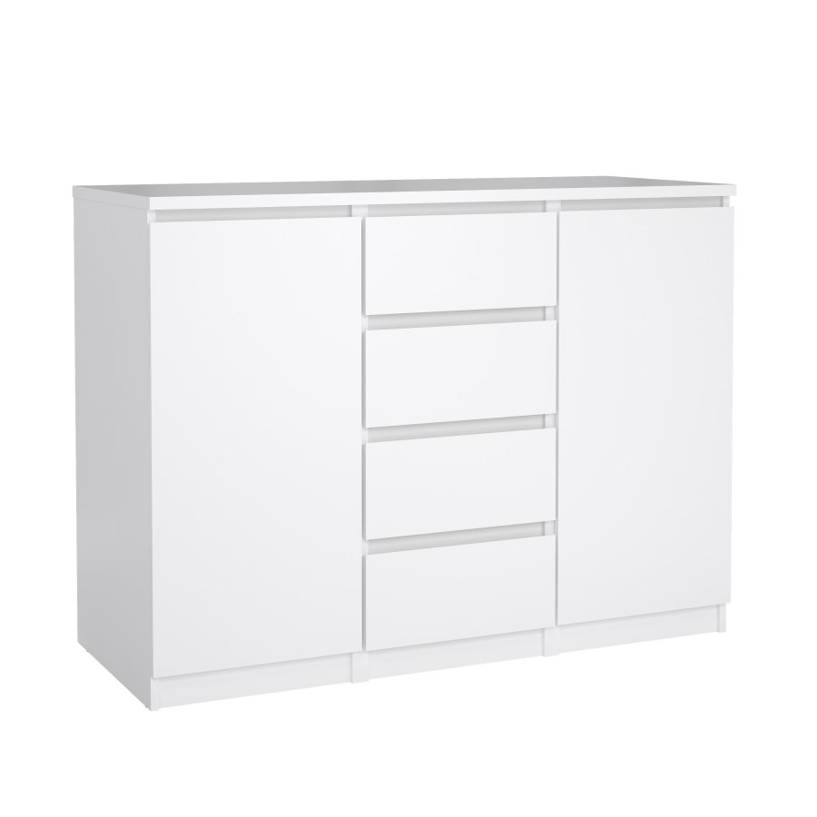 TVILUM Naia Sk&auml;nk - Vit H&ouml;gglans Tr&auml;, med 2 Luckor och 4 L�dor