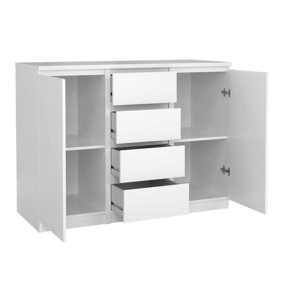 TVILUM Naia Sk&auml;nk - Vit H&ouml;gglans Tr&auml;, med 2 Luckor och 4 L�dor