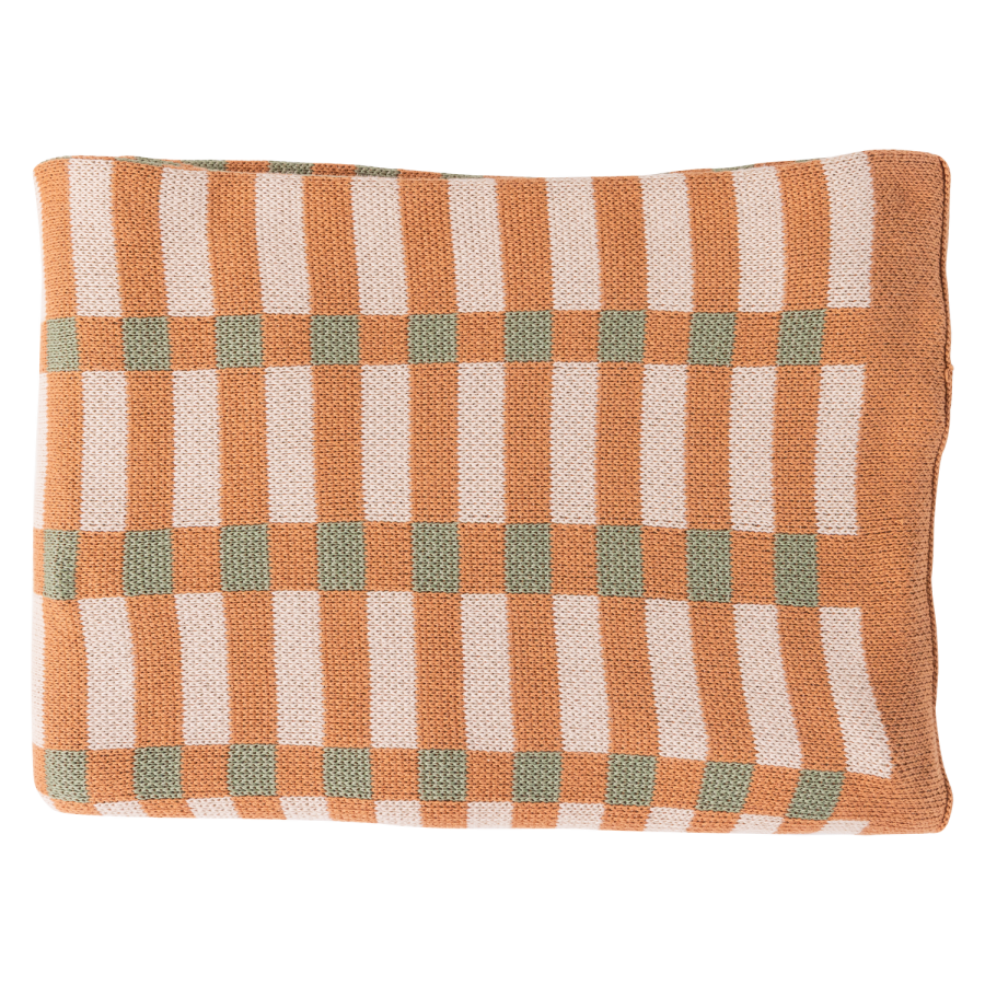 WOOOD Vola Rutig Gr&ouml;n/Orange