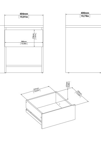 TVILUM Naia s&auml;ngbord - vit h&ouml;gglans tr&auml;, med 1 l�da