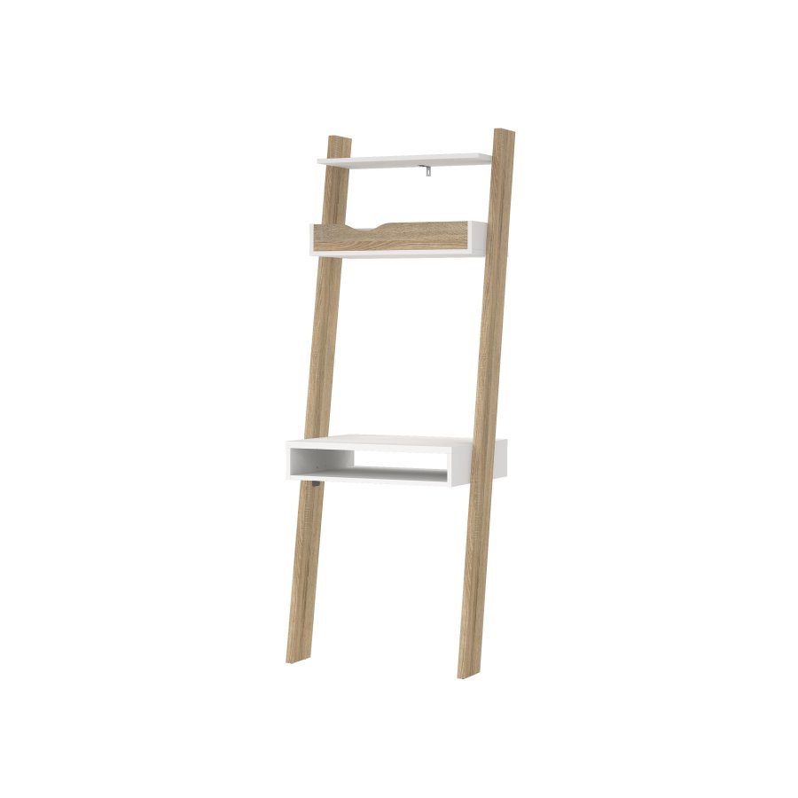 TVILUM Delta Skrivbord - Vit / Ekstomme Tr&auml; med 2 L�dor