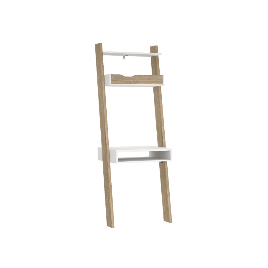 TVILUM Delta Skrivbord - Vit / Ekstomme Tr&auml; med 2 L�dor