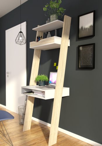 TVILUM Delta Skrivbord - Vit / Ekstomme Tr&auml; med 2 L�dor