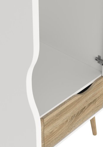 TVILUM Delta Kleiderschrank - Wei�/Eichenholzstruktur, mit 2 T�ren und 2 Schubladen