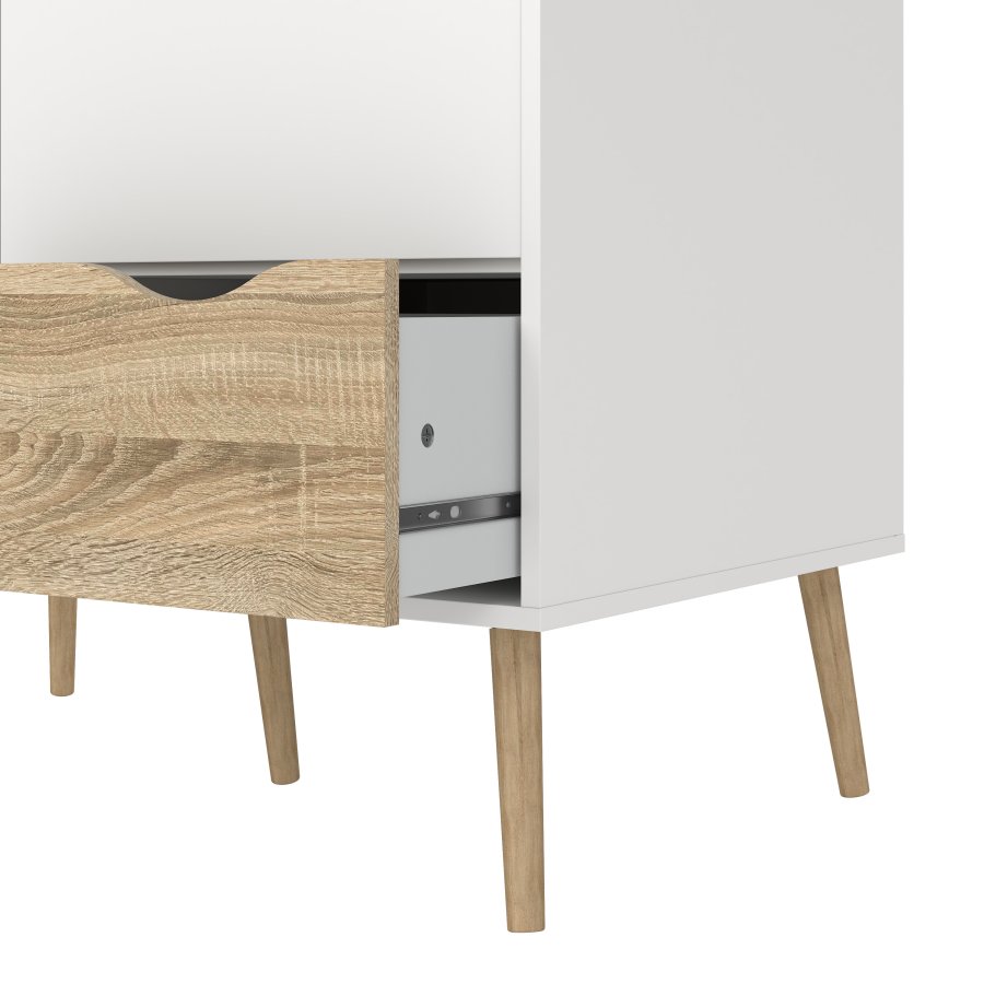 TVILUM Delta Kleiderschrank - Wei�/Eichenholzstruktur, mit 2 T�ren und 2 Schubladen