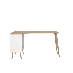 TVILUM Delta skrivebord - eikestruktur/hvit tre m. 2 skuffer