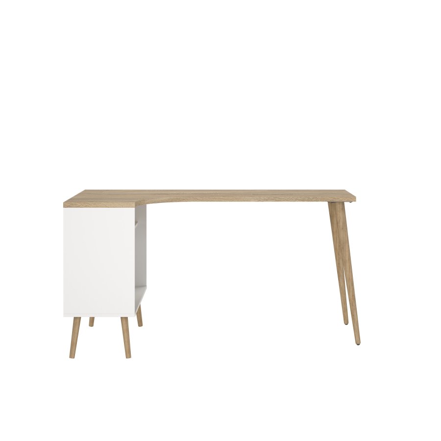 TVILUM Delta Skrivbord - Ekstomme / Vitt Tr&auml; med 2 L�dor