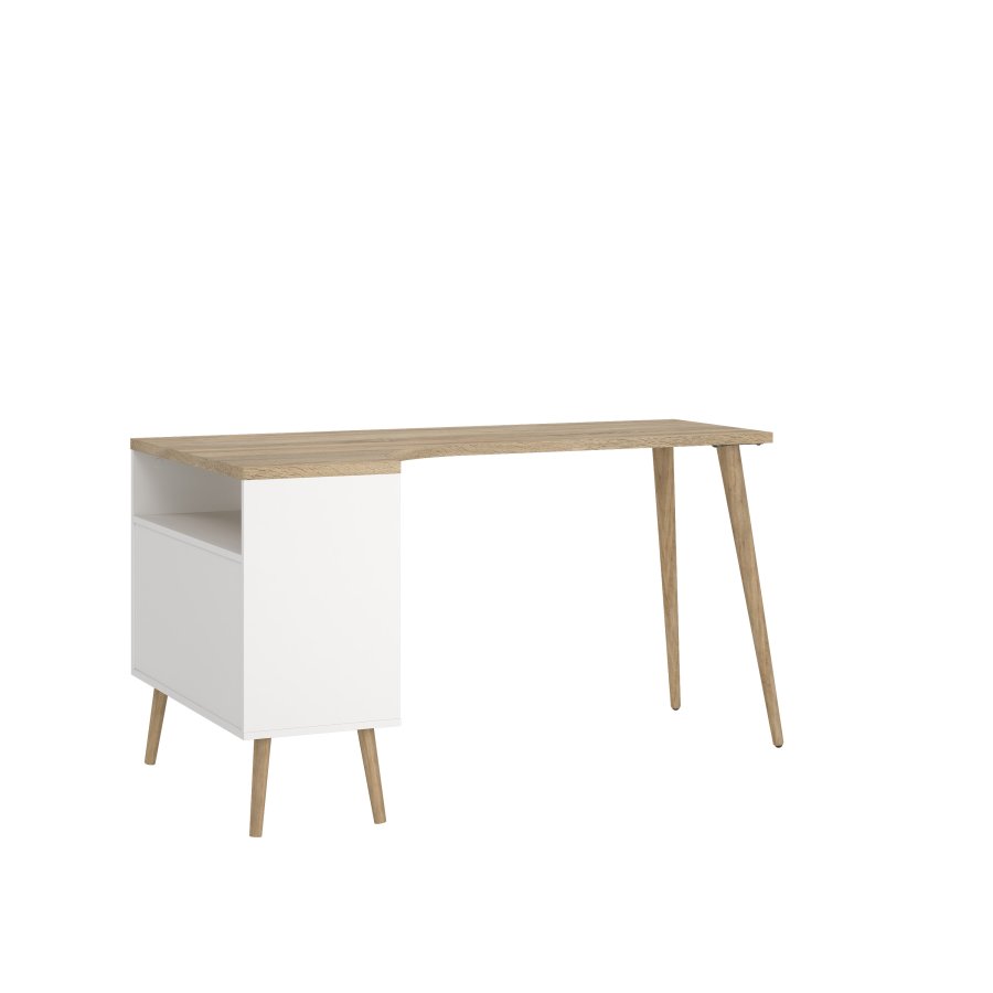 TVILUM Delta Skrivbord - Ekstomme / Vitt Tr&auml; med 2 L�dor