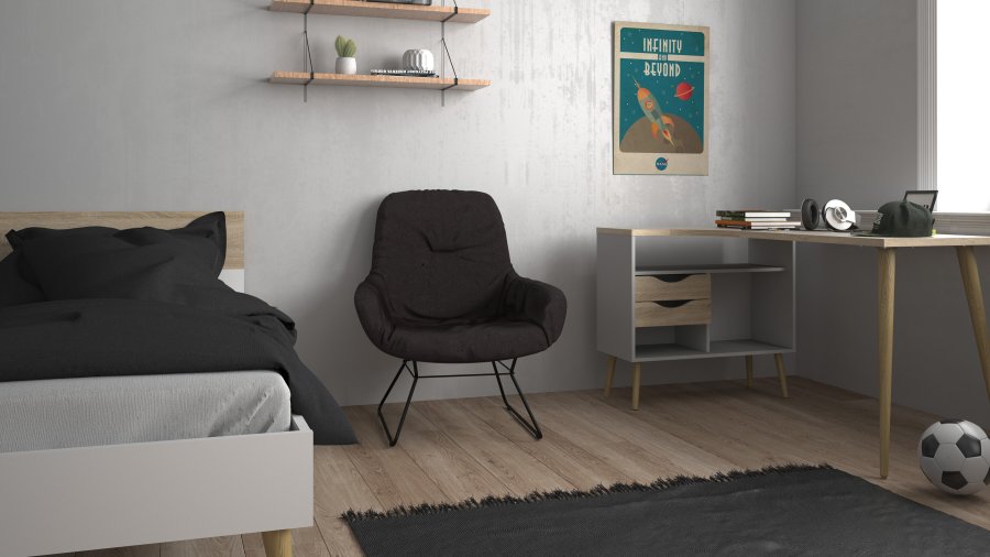 TVILUM Delta Skrivbord - Ekstomme / Vitt Tr&auml; med 2 L�dor