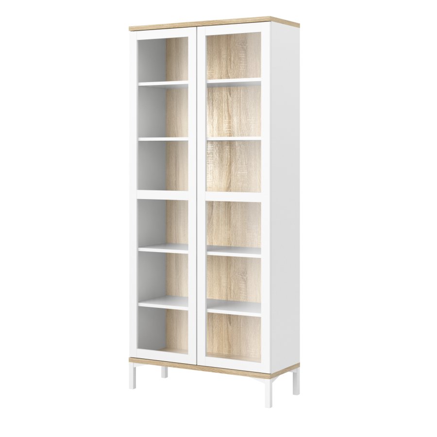 TVILUM Roomers Vitrine - Natur- und Wei�holz, mit 2 Glast�ren