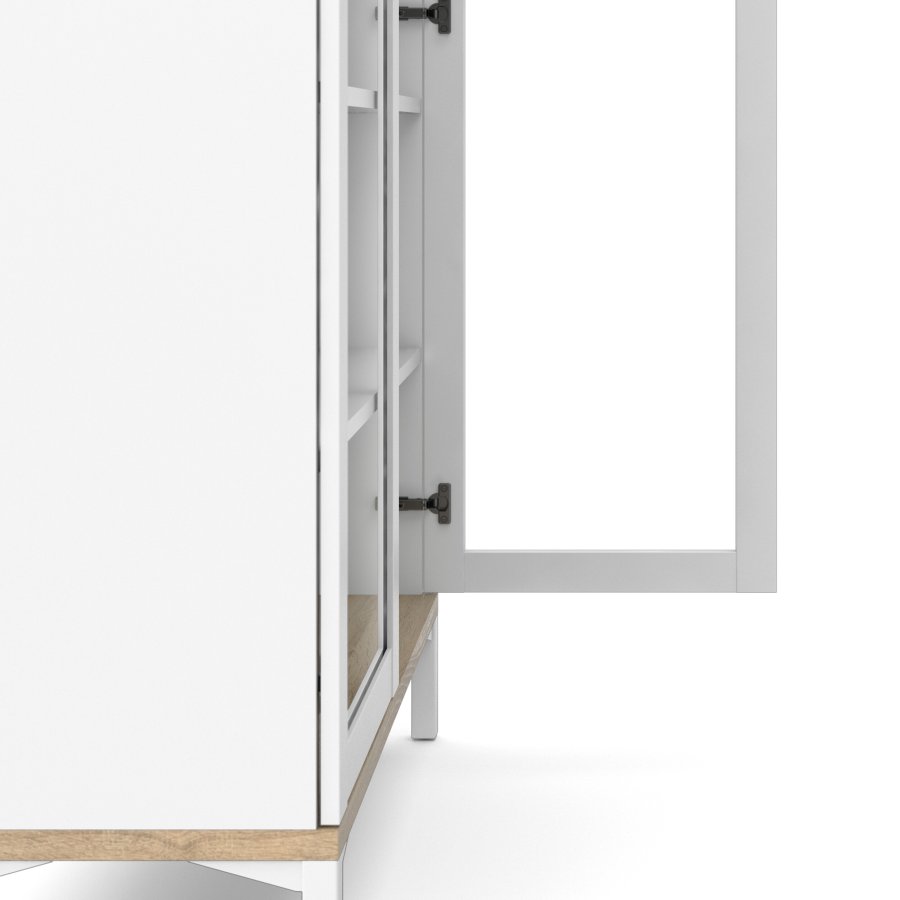 TVILUM Roomers Vitrine - Natur- und Wei�holz, mit 2 Glast�ren