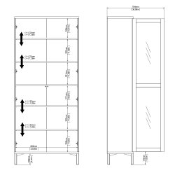 Roomers vitrineskab - natur og hvid tr�, m. 2 glasl�ger